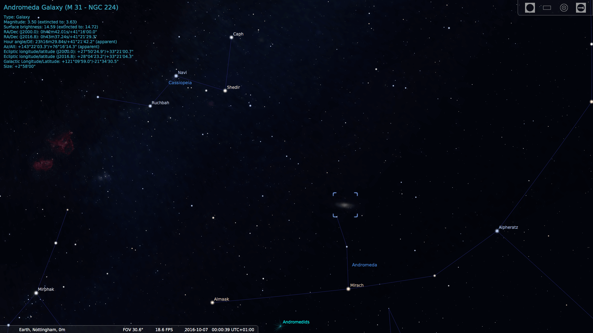 How to find M31 using Stellarium
