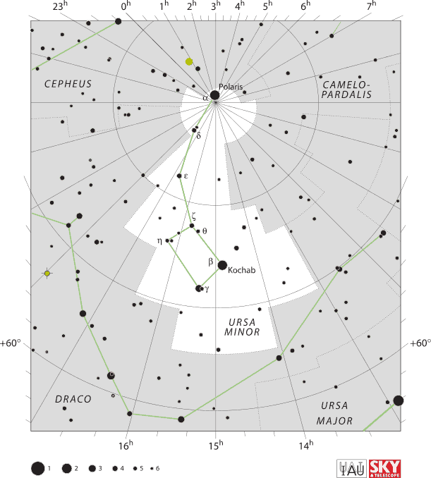 Ursa Minor (Little Dipper) is a circumpolar constellation in the whole USA
